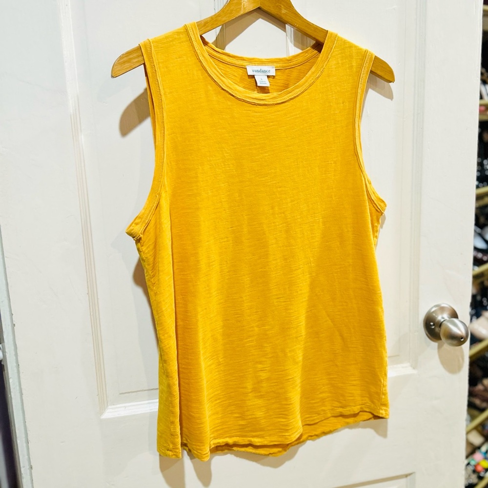 SUNDANCE Sunny Yellow Tank Top 100% Cotton Size S